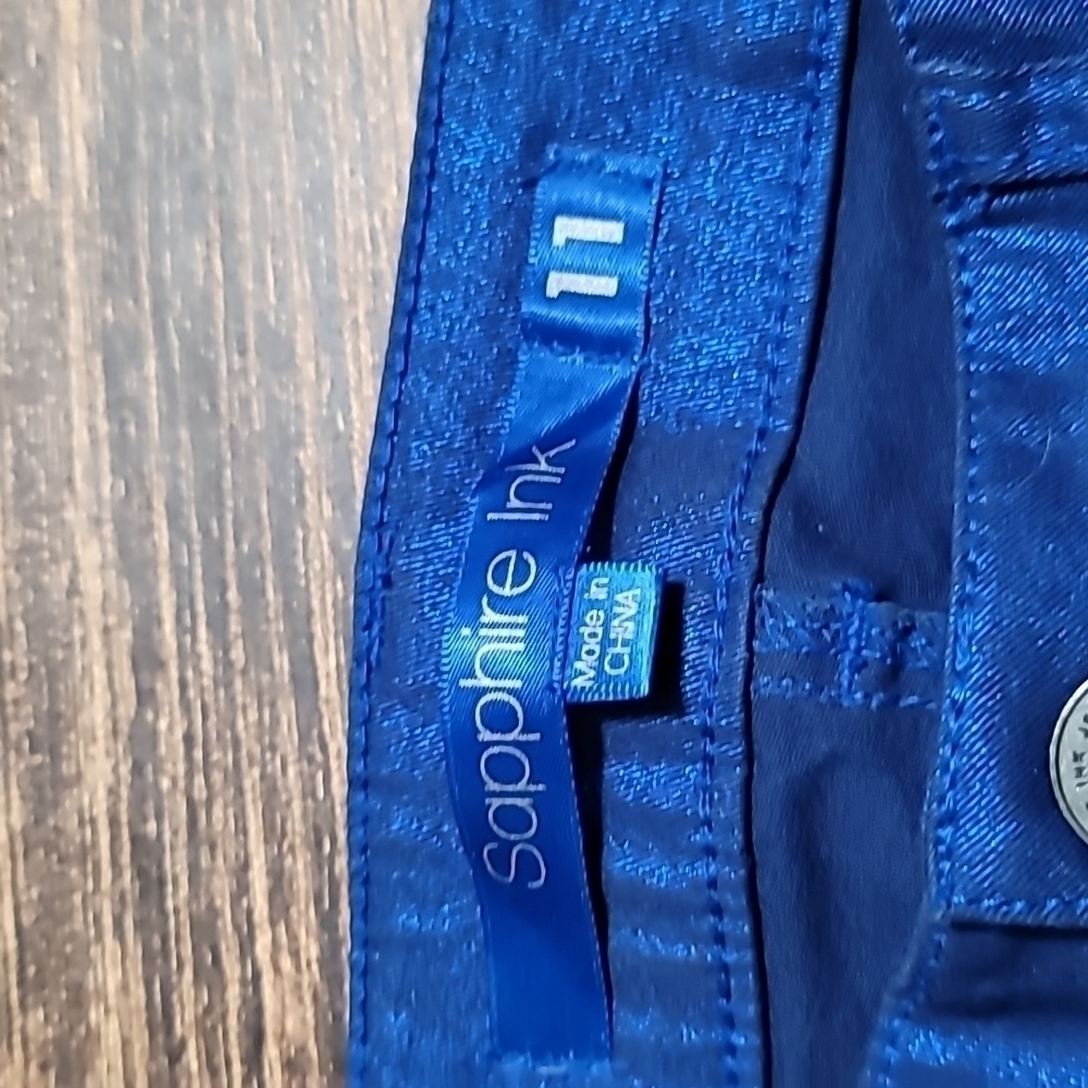 SAPPHIRE INK Pants Jeans Royal Blue Metallic /Iridescent Size 11 - Picture 5 of 9
